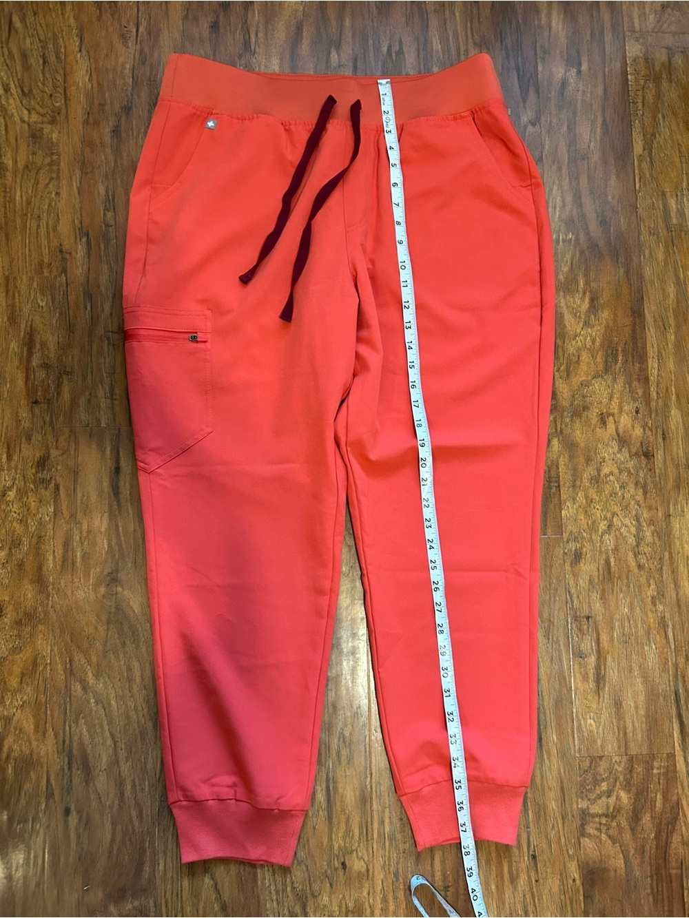 High Wasted Coral Drawstring Jogger Scrub Pants with Contrast Tie NWT FIGS - Picture 7 of 12